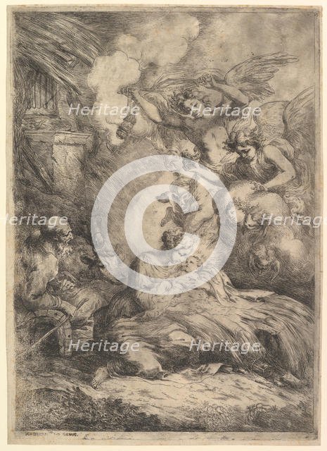 The Nativity with Angels, 1650-57. Creator: Bartolomeo Biscaino.