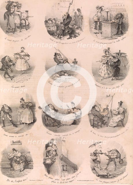 Twelve Satirical Vignettes (Le Charivari, December 10, 1832), December 1, 1832. Creator: Charles Joseph Traviès de Villers.