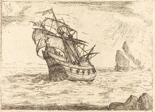 Ship Navigating Near Rocks. Creator: Jacques Callot.