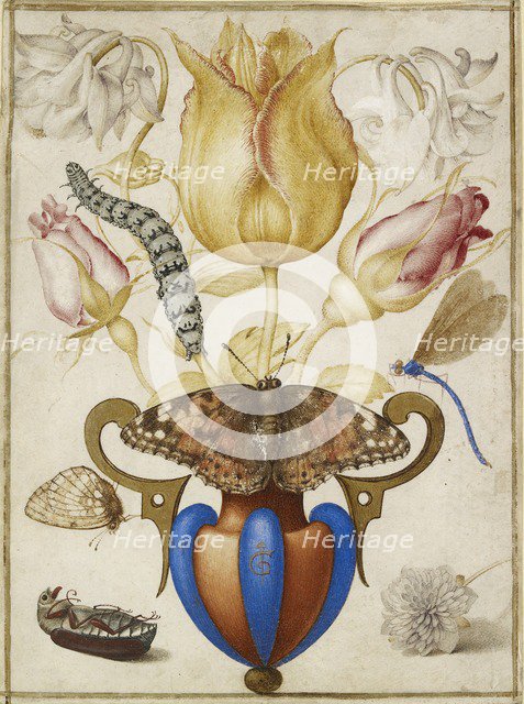 Arrangement of Flowers in a Vase, with Insects, 1594. Artist: Joris Hoefnagel.