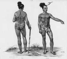 Inhabitants of the lower Caroline Islands, 19th century. Creators: Alexander Postels, Godefroy Engelmann.