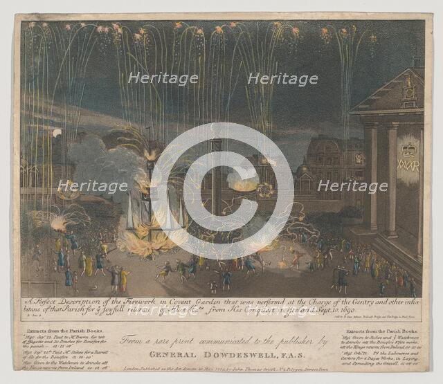 A Perfect Description of the Firework in Covent Garden that was perform'd at the Charge of..., 1809. Creator: Bernard Lens.