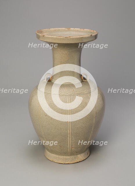 Trumpet-Mouthed Bottle with Abstract Floral Designs, Five Dynasties period (907-960). Creator: Unknown.