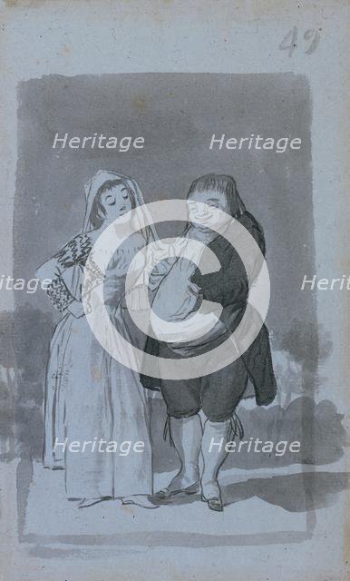 Prostitute Soliciting a Fat, Ugly Man (recto), 1796-97. Creator: Francisco de Goya (Spanish, 1746-1828).