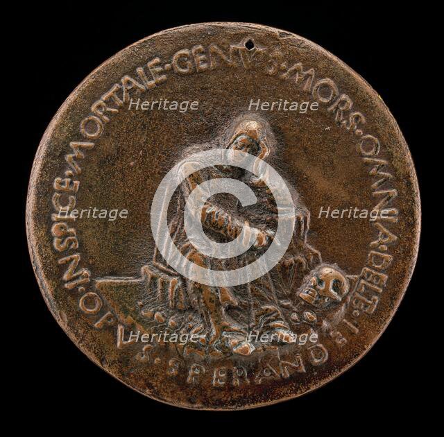 Fra Cesario Seated on a Rock, Contemplating a Skull [reverse], c. 1467. Creator: Sperandio Savelli.