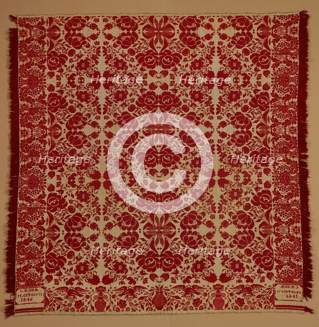 Bed Cover (Jacquard Coverlet), 1846. Creator: John R. Gebhart.