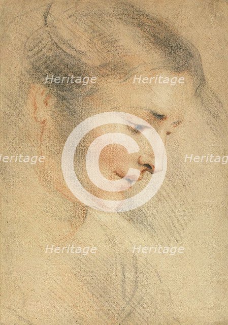 Study of a Woman's Head, 1710s.  Creator: Watteau, Jean Antoine (1684-1721).