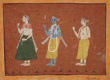 Rama, Sita, and Lakshmana, Folio from a Ramayana, between c1685 and c1690. Creator: Unknown.