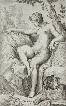 Nymph and Hound, between 1607 and 1610. Creator: Jacob Matham.