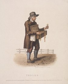 Pedlar with his box of wares hung around his neck, 1820. Artist: Thomas Lord Busby