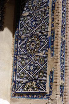 Glazed brick tiling in Shah-i-Zinda Complex, Samarkand, 14th-15th century. Artists: CM Dixon, Unknown.