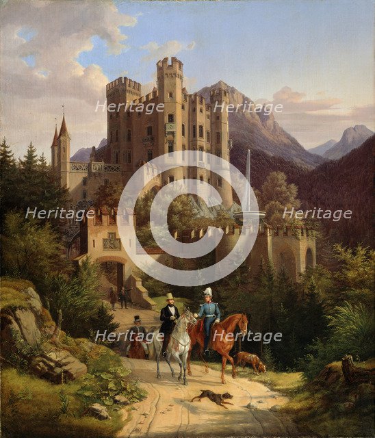 The Crown Prince Maximilian riding in Hohenschwangau', 1838-1839. Creator: Quaglio, Lorenzo II (1793-1869).