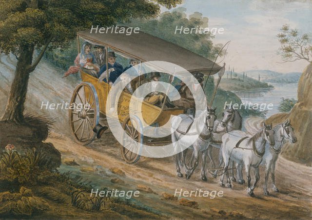 Travel by Stagecoach Near Trenton, New Jersey, 1811-ca. 1813. Creator: Pavel Petrovic Svin'in.