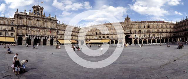 View of the Plaza Mayor of Salamanca with the City Hall, designed by architect Alberto de Churrig…