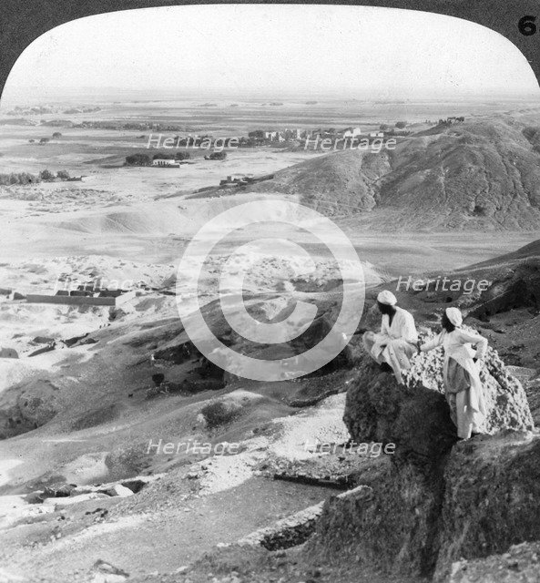 'Looking south over the Theban plain and Temples of Medinet Habu, Egypt', 1905.Artist: Underwood & Underwood