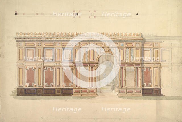 Elevation and Cross-Section of of Gallery Wall, 19th century. Creator: John Gregory Crace.