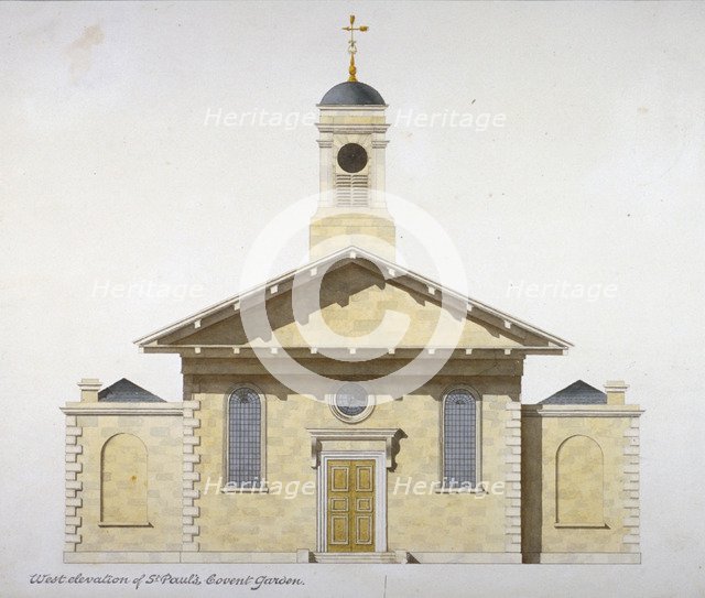 West elevation of the Church of St Paul, Covent Garden, London, c1830. Artist: Anon