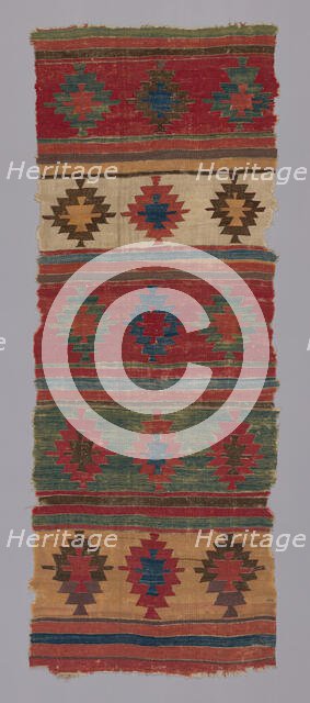 Kilim with Bands of "Star" Motifs, Turkey, 1st quarter of the 18th century. Creator: Unknown.