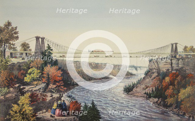 The Rail Road Suspension Bridge, Near Niagara Falls, 1856,  Currier & Ives (Colour Lithograph)