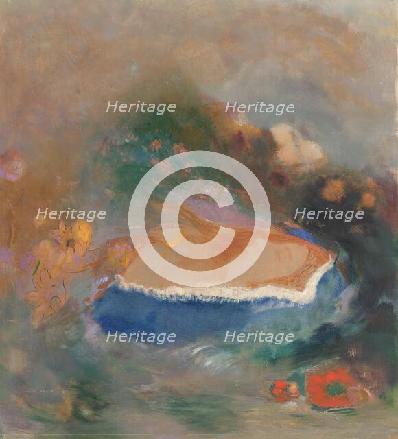 Ophélie, la cape bleue sur les eaux (Ophelia with a Blue Wimple in the Water), 1900-1905. Creator: Odilon Redon.