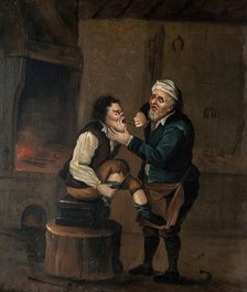 A farrier extracting a tooth from a man's mouth, c1680s. Creator: Follower of David Teniers II.