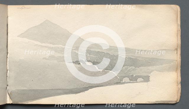 Sketchbook: "Mountainous Landscape with Bridge", 1814. Creator: Samuel Prout (British, 1783-1852).