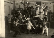 In dorm - Drama club (GOSET artist - Comrade Shteiman), Jewish printing school, Moscow, 1922-1923. Creator: Unknown.