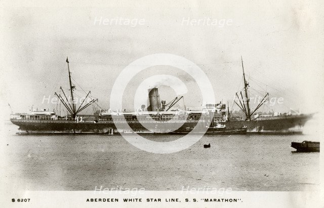 SS 'Marathon', Aberdeen White Star Line steamship, c1903-c1920(?).Artist: Kingsway
