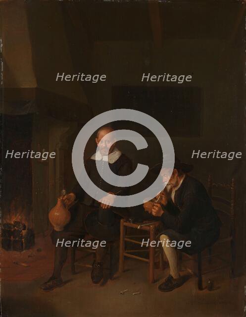Interior with Two Men by the Fireside, 1664. Creator: Gerritsz Quiringh van Brekelenkam.