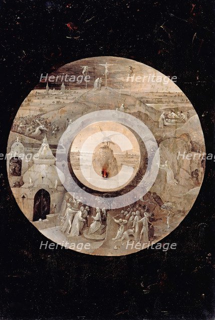 Saint John the Evangelist on Patmos (Reverse side). The Passion of the Christ, c. 1505. Artist: Bosch, Hieronymus (c. 1450-1516)