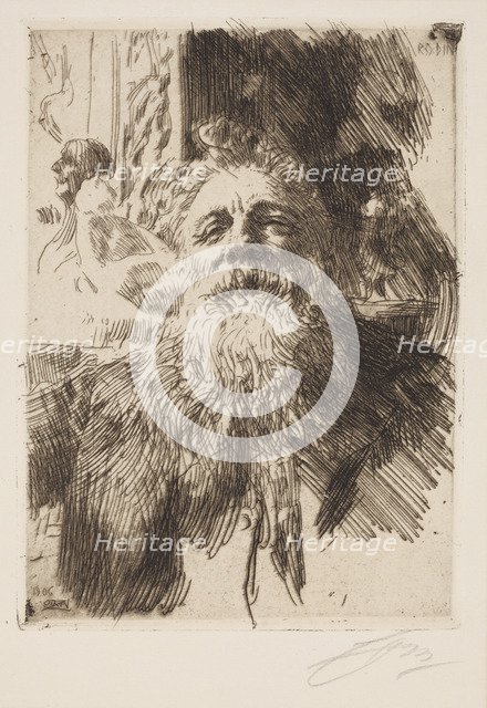 Auguste Rodin. Artist: Zorn, Anders Leonard (1860-1920)