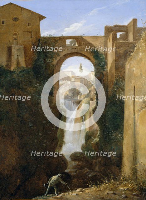 Ponte San Rocco and Waterfalls, Tivoli, ca. 1810-20. Creator: Francois-Marius Granet.