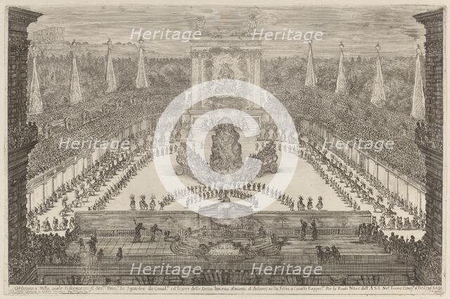 The Prince of Tuscany, His Horse Troops and Carriages around Mount Atlas, 1661. Creator: Stefano della Bella.