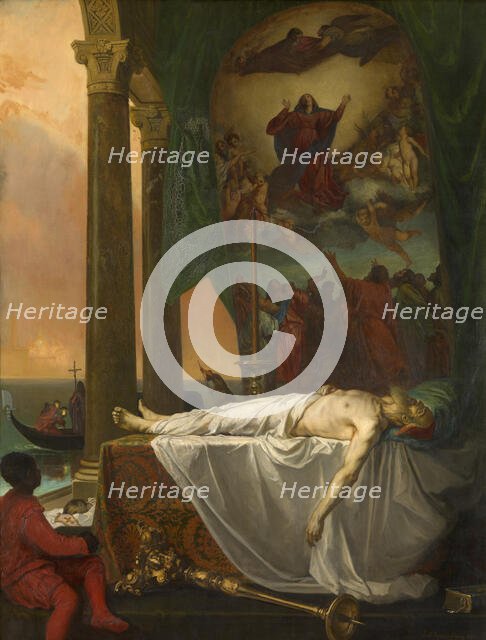 Titian Lying in State at the Palazzo Barbarigo, 1862. Creator: Joseph Nicolas Robert-Fleury.