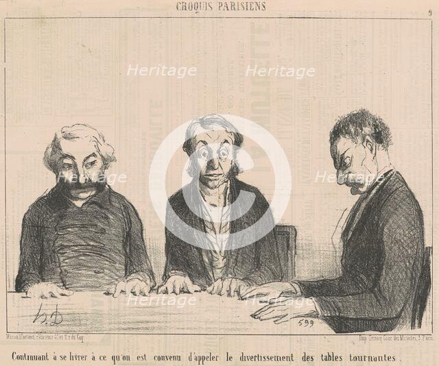 Continuant ... Le divertissement des tables tournantes ..., 19th century. Creator: Honore Daumier.