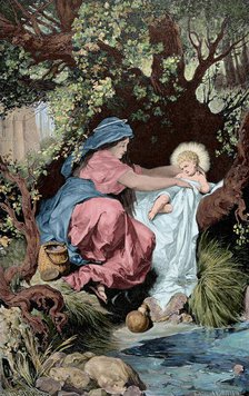 Flight into Egypt - New Testament, 1879.  Creator: M. Weber.