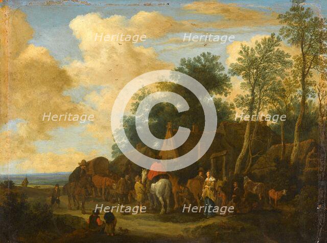 Halting at a Roadside Inn, 1657. Creator: Pieter Molijn.