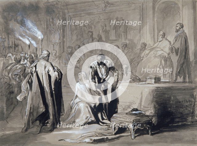 'Othello and Desdemona before the Senate', 1847.                  Artist: Sir John Gilbert
