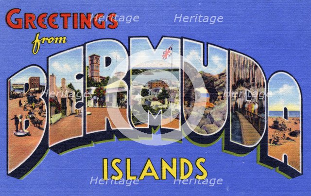 'Greetings from Bermuda', postcard, 1935. Artist: Unknown