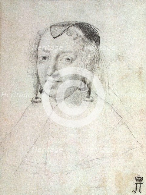 Portrait of Anne of Austria (1601-1666), before 1643.  Creator: Mellan, Claude (1598-1688).