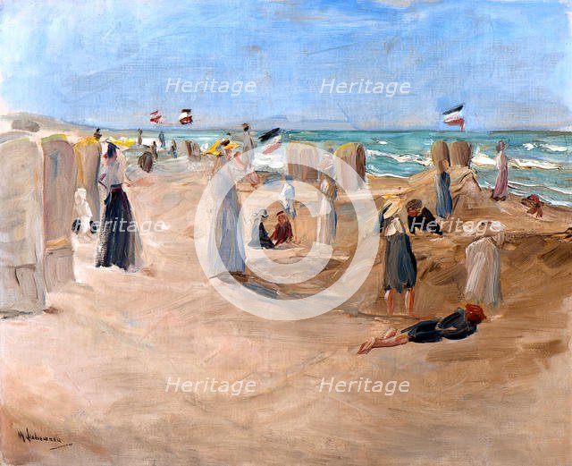 On the Beach at Noordwijk, 1908. Creator: Liebermann, Max (1847-1935).