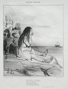 Ancient History, plate 24: The Abandonment of Ariadne, 4 September 1842. Creator: Honoré Daumier (French, 1808-1879); Aubert.