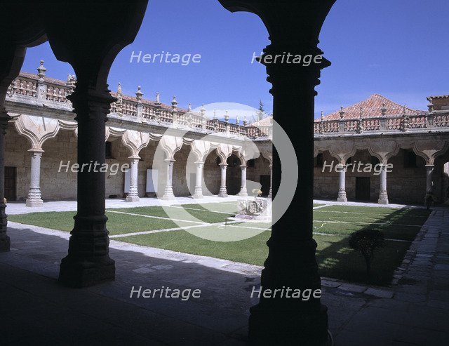 Minor Schools in Salamanca. Courtyard with beautiful arches with baroque balustrade, now they are…
