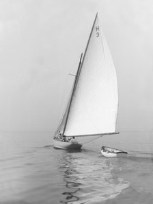 Day out for the 8 Metre class saing yacht 'Windflower' (H3), 1911. Creator: Kirk & Sons of Cowes.