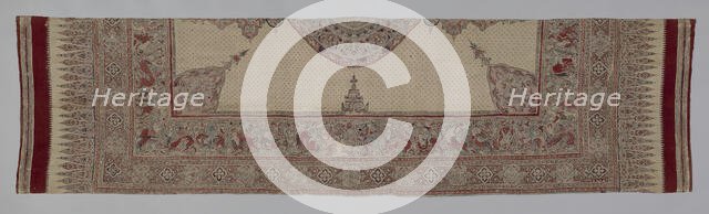 Painted cotton with medallion and figures, India, 15th century. Creator: Unknown.