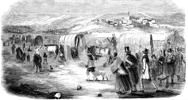 Mormons on the trek from Illinois to Utah, 1846 (1853). Artist: Unknown
