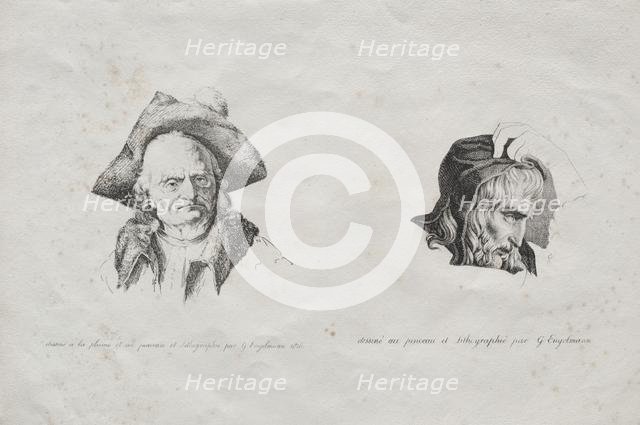 Receuil dessais lithographiques: Deux têtes, 1816. Creator: Godefroy Engelmann (French, 1788-1839).