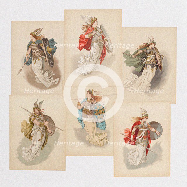 Costume designs for opera Der Ring des Nibelungen by Richard Wagner, 1889.