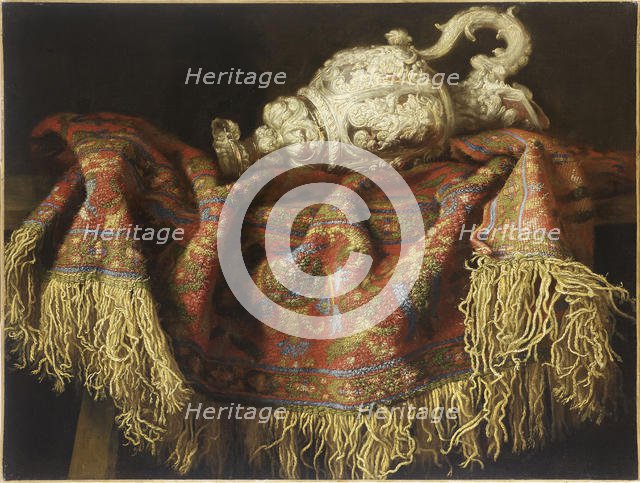 Still Life with a Carpet, c. 1640. Creator: Fieravino (Il Maltese), Francesco (ca. 1610-1660).