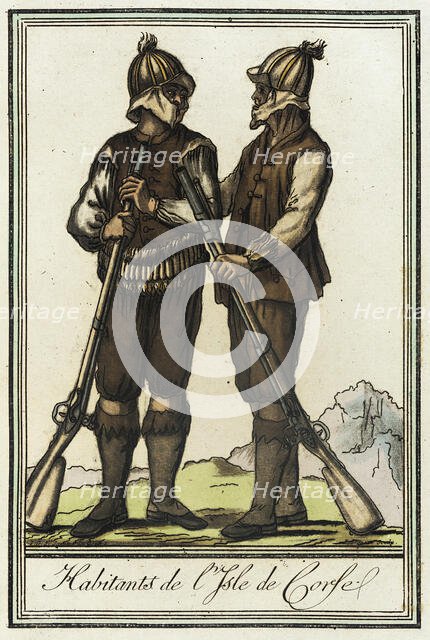 Costumes de Différent Pays, 'Habitants de l'Isle de Corse', c1797. Creators: Jacques Grasset de Saint-Sauveur, LF Labrousse.